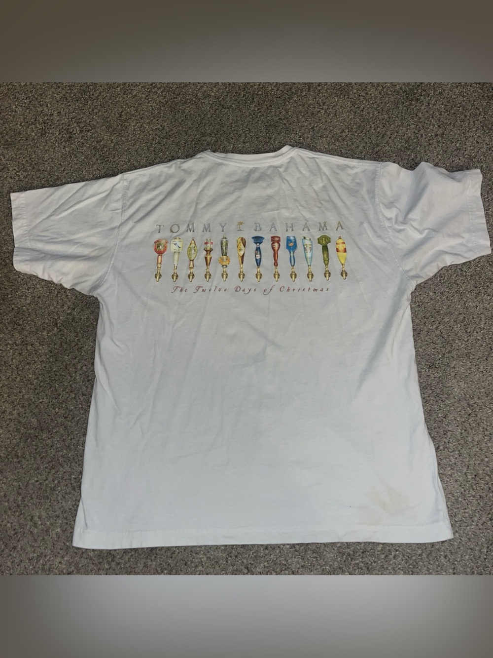 Tommy Bahama The Twelve Days Of Christmas  T-Shirt Men's Large Beer Taps White